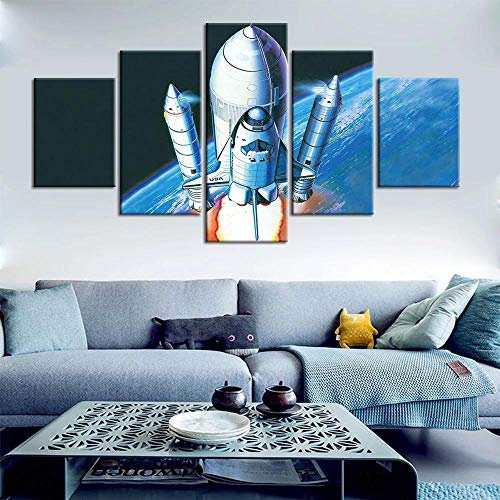 104Tdfc Puzzle 5 teilig Bilder wandbild 200x100CM Cadeau Flugzeug Rakete Modulare Wandkunst Wandaufkleber Teiliges Vlies Leinwandbild Dekoration