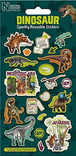 Paper Projects 01.70.06.158 Natural History Museum Dinosaurier Glitzernde wiederverwendbare Aufkleber, grün