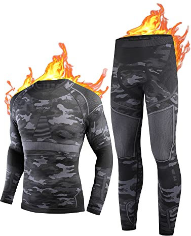 NOOYME Thermounterwäsche Herren Atmungsaktiv Thermoaktiv Funktionswäsche Herren Funktionsunterwäsche Herren Set Flexibel Skiunterwäsche Herren Warme Unterwäsche für zu Hause Winter