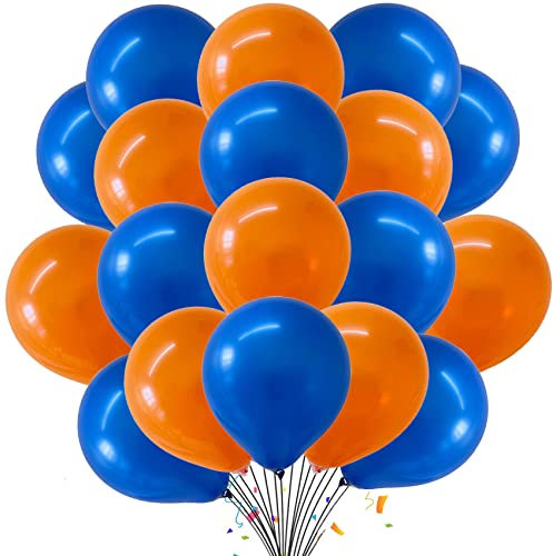 10 Inch Blue & Orange Balloons Set for Birthday, Festival, Wedding, Engagement Party Decoration - Pack of 30