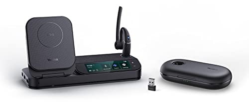 Yealink BH71 Single-Ear Bluetooth Headset Workstation with Wireless Charger, Bluetooth Speaker, 3-Port USB 3.0 Hub, 3-Inch Touchscreen for Phones, PC and Smartphones to Manage Business Communications