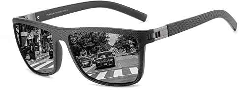 PUKCLAR Polarisierte Sonnenbrille Herren TR90 Rahmen Leichte UV400 Schutz Quadrat Sonnenbrille