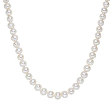 Lulu & Jane Damen Kette aus 925/- Sterling Silber mit potato Süßwasser-Zuchtperle ca. 9-10 mm Perlenhalskette geknotet weiß