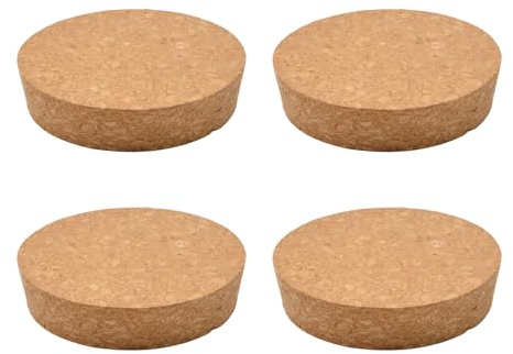 INCREWAY Lot de 4 bouchons coniques en liège pour bouteille de vin en bois, 91 x 85 x 20 mm
