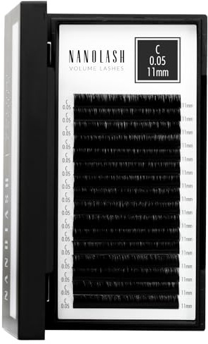 Wimpern für Wimpernverlängerung Nanolash - Wimpernextensions zur Volumentechnik, Wimpern zur professionellen Verlängerung (0.05 C, 11mm)