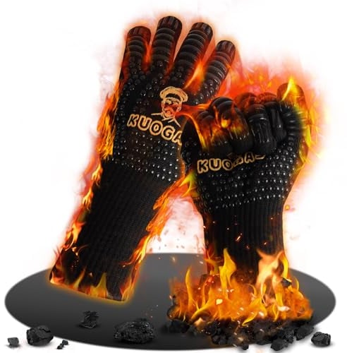 Guantes Barbacoa, Resistentes al Calor hasta 800 °C, Aplicables a Guantes Horno, Guantes Resistentes al Calor, retardantes de Fuego,Guantes Barbacoa Altas Temperaturas