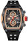 rorios Tonneau Armbanduhren für Herren Mode Multifunktional Uhr Analog Quarz Herrenuhren Punk Chronograph Uhren für Männer mit Silikon Armband Schwarz B
