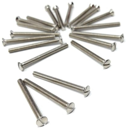 20pcs. M3.5 Slotted Raised Countersunk Electrical Socket, Faceplate, Surface, Light Switch Screws, Nickel Plated (20pcs. 3.5mm x 35mm)