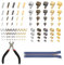 100 Pezzi Set di Riparazione con Chiusura Lampo Cerniera di Ricambio Kit Riparazione Cerniere Lampo con Pinze per Installazione Metallo Lampo Riparazione Kit per Giacca Jeans Cucito
