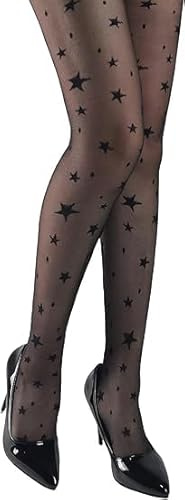 LUYANFX Fishnet Strumpfhosen Damen mit Stern Muste, Hohe Taille Sexy Netzstrumpfhose für Frauen und Mädchen Halloween Karneval Cosplay Kostüm Accessoires