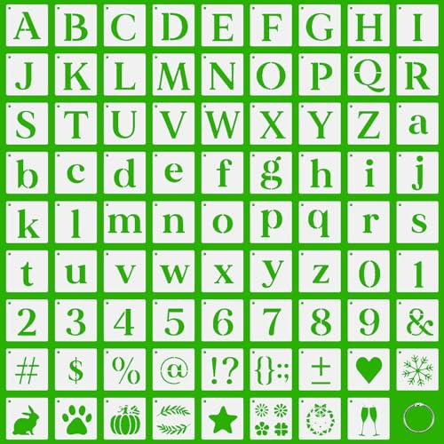 WYYFXY® 80 Stück Buchstaben Schablone Groß 7,62 cm Schablonen Buchstaben Buchstabenschablonen Schriftschablone Zahlenschablone Alphabetschablone für Textildesign Holzschilder Malerei DIY und Handwerk