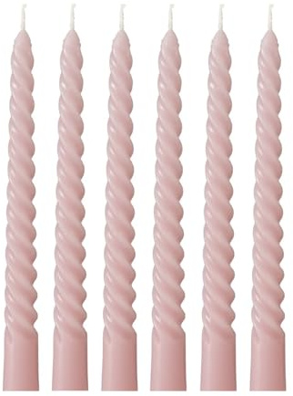 Set di 6 candele rosa ritorte, altezza 20 cm, candele a spirale, colore rosa antico, decorazione da tavolo