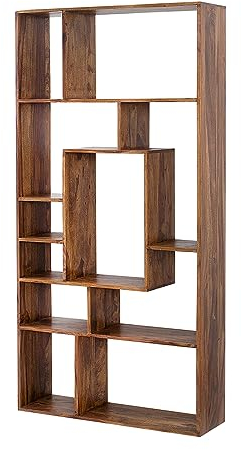 Riess Ambiente Massives Bücherregal CUBUS Sheesham 180cm einzigartige Maserung Regal Holzregal