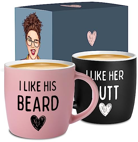 Triple Gifffted Tassen Lustige Geschenke Ideen für Männer Frauen Paare Partner Freund Freundin für Hochzeitstag, Weihnachten, Hochzeitsgeschenke für Brautpaar, Weihnachtgeschenke, Keramik, 380ML