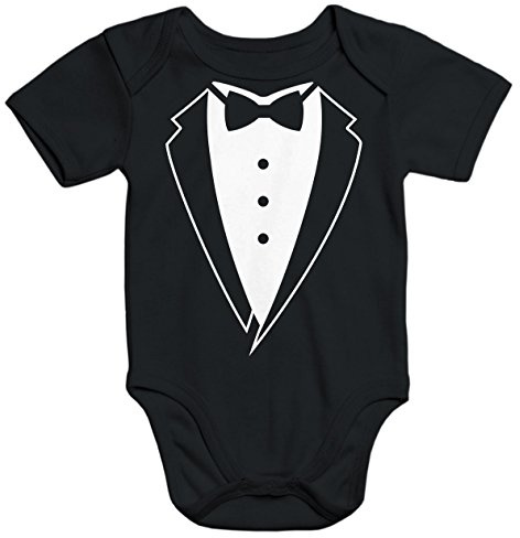 MoonWorks Baby Body Anzug Smoking Tuxedo Anzug Aufdruck gedruckt