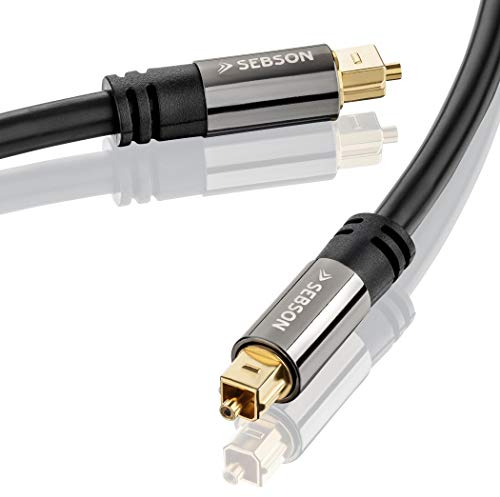 SEBSON Optisches Kabel 3m, Toslink Audiokabel digital für Soundbar, TV, HiFi Anlagen, Spielekonsolen, Heimkino Anlagen