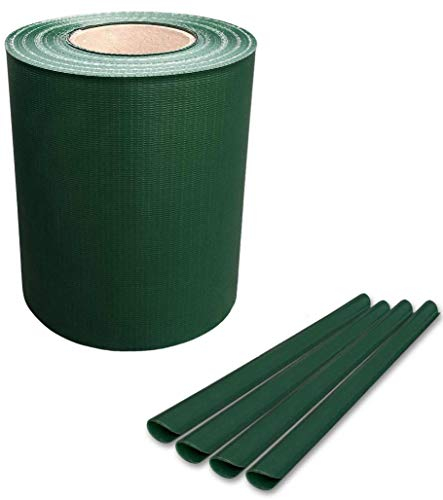 ALLEGRA Sichtschutz Garten 50 Meter mit 40 Clips Sichtschutzstreifen für Doppelstabmatten Zaun Gartenzaun Doppelstabmattenzaun Sichtschutzfolie Zaunfolie UV Beständig (Moosgrün Grün)