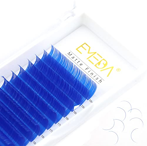 EMEDA Blaue Wimpernverlängerung Flache Wimpern Bunte Blaulicht Wimpern verlängerung 0,07 mm D Curl 9-15 mm Gemischte Matte Individuelle Salonnutzung Wimpern Erweiterungen(0,07 mm D 9-15 mm Blau)