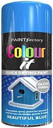 HOMION Colour it prime spray paint 400ml sunshine gloss or matt finish quick drying metal wood aerosol (1, BEAUTIFUL BLUE GLOSS)