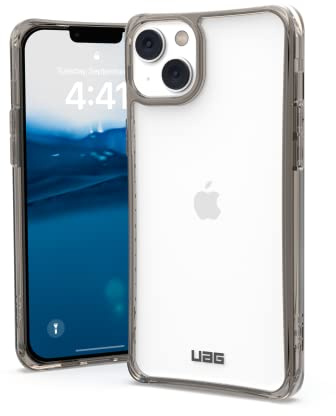Urban Armor Gear Plyo Hülle kompatibel mit Apple iPhone 14 Plus [Wireless Charging kompatibles Cover, Sturzfeste Air-Soft Ecken, Erhöhter Rand] ash (grau transparent)