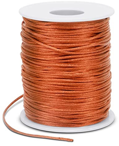 LEREATI Nylonschnur 1.5mm x 100m Perlenschnur Nylonfaden Schmuckband Satinschnur für Armbänder, Nylonband Schnur für Armbänder, Perlen Auffädeln, Chinesische Knotenkunst, Rattail (Orange)
