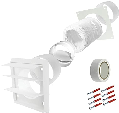 SPARES2GO Universal Tumble Dryer Vent Kit Non Return Flap Exterior Wall Venting (White, 4 / 100mm)