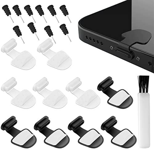 Lot de 10 bouchons anti-poussière USB de type C + 10 protecteurs anti-poussière pour prise casque 3,5 mm + 1 brosse, en silicone anti-poussière compatible avec le port de charge Samsung Galaxy