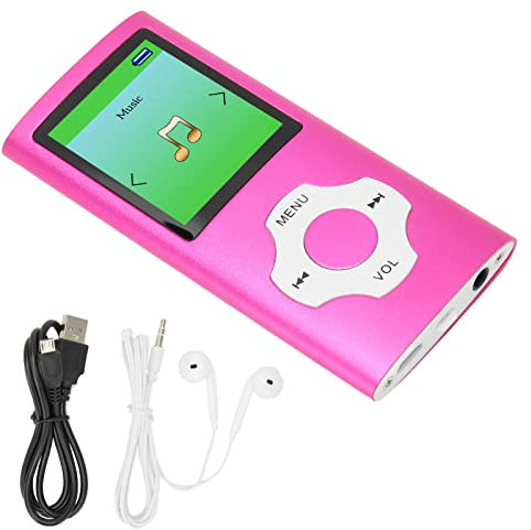 Reproductor de MP3 Portátil, Reproductor de MP3 de Música Digital sin Pérdida con Auriculares para Niños, Mini Reproductor de Música MP3, Grabadora de Voz para Estudiantes, Radio (Rosa)