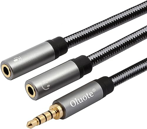 Oluote Câble Séparateur Audio pour Téléphone Portable,TRRS 3,5MM Mâle vers 2 Ports TRS Femelle Stéréo Câble Y (5M)