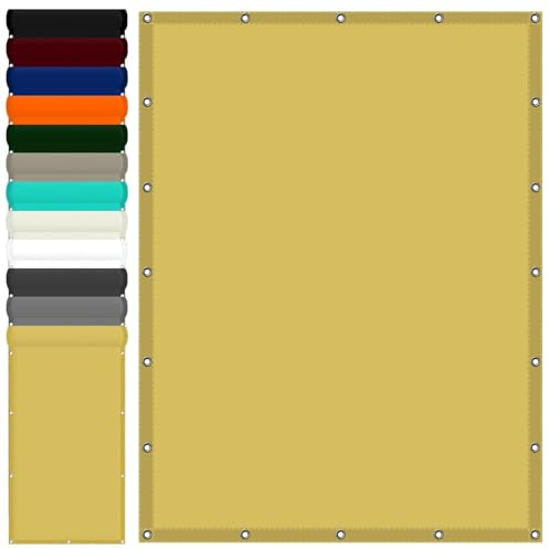 Schattiernetz mit Ösen 2.4 x 2.5 m Wasserdicht Sonnensegel Balkon Reißfest UV-Schutz nach Mass Polyestergewebe Mit Seil Schattenspender für Gewächshaus/Hinterhof, Creme Farben