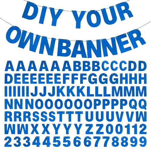 DIY Banner Kit mit Buchstaben Glitzer Banner Buchstaben Blau Anpassbare Geburtstagsbanner Abschlussbanner Benutzerdefinierte Party Hängende Banner für Abschlussfeier Hochzeit Party Babyparty