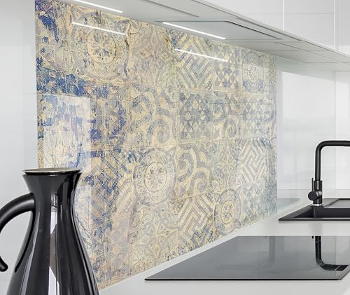 timalo Herd Spritzschutz Wand Spüle, Küche Küchenrückwand Glasoptik | Acryl Glas 2mm | Glasrückwand Acrylglas Küchenpaneele Rückwandschutz Platte | 160x50cm Orientalisches Vintage Muster