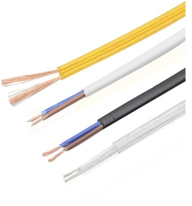 BADIKA Fili e Cavi UL (PVC) Filo Piatto Parallelo a 2 Nuclei Filo di Rame Puro 10M 0,75 Quadrato Trasparente Dorato Linea Lampada Cavo lampadario Lampada da Terra Filo(Black)