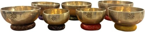Amilav Collections Juego de 7 cuencos tibetanos tibetanos de 7 chakras, cuencos tibetanos, cuencos curativos para notas de la A a la G, cuenco de mediación (5-10 pulgadas)