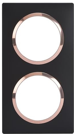 LEGRAND - Plaque Carrée Dooxie 2 Postes Finition Noir Bague Cuivre