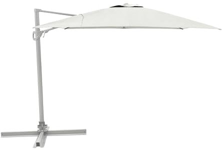 METRO Professional Sombrilla de Terraza Colgante, Aluminio/Poliéster, 3x3m, Sombrilla de Jardín con Manivela, Protección UV50+, Giro de 360°, Impermeable, Blanco/Platino