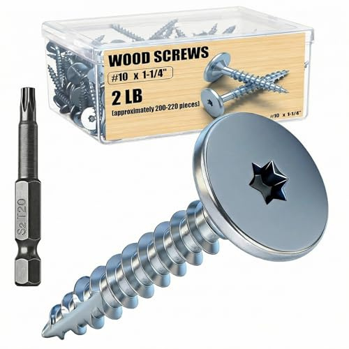 MorningRo 2lb #10 X 1-1/4 Wood Screws 200-220 Pcs, Star Drive with Bit