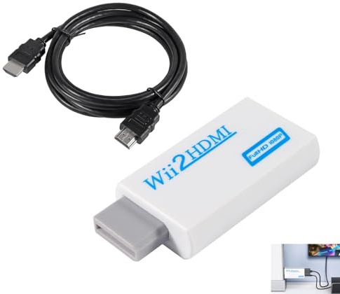 Zquqwa 2 Pack Wii to HDMI Adapter with 1m HDMI Cable, 1080P 720P Wii HDMI Output Adapter, Plug and Play HDMI Output, Supports PAL NTSC 480i 480p 576i Display Modes, Compact Design for Modern TVs