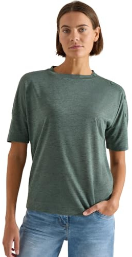 T-Shirt in Leinen-Optik mit Knöpfen