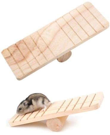 QEDBOJE Balancín de Madera para Cobayas 1 Pieza, Juguete Masticable para Hámster y Pequeños Roedores, Estimula Actividad y Salud Dental, Antiestrés