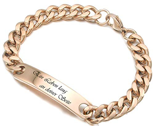 aplusashop ID Edelstahl Armband mit Gravur nach Wunsch, auch als Partnerarmbänder, Nr.1 mit Box NEU