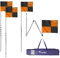 osma Eckflaggen-Set, faltbar, Fußball-Training, Eckfähnchen, Stangengröße: 1,5 m x 25 mm, mit Metallspieß & orange/schwarz Quadrantmuster Flaggen – in Tragetasche