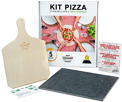 Juego de placa de piedra volcánica para horno para pizza Napoletana + pala para pizza incluida 30x35
