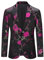 YOUTHUP Blazer Homme Brodé Formel Mode Slim Fit Veste de Costume Floral Bal Mariage Smoking Soirée, Rouge-607, XL
