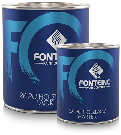 2K PU Holzlack Farblos Glänzend – Parkett- & Treppenlack, Klarlack für Möbel, Tischplatten, schlagfest, abriebfest & für Innen und Außen– 1Kg Lack + 0,5Kg Härter
