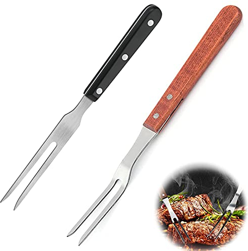 QNFNJNY 2 Pièces Fourchette Àdécouper À Viande Manche En Bois Longue Barbecue Acier Peut Utilisé Dans La Cuisine Le Bœuf Poulet