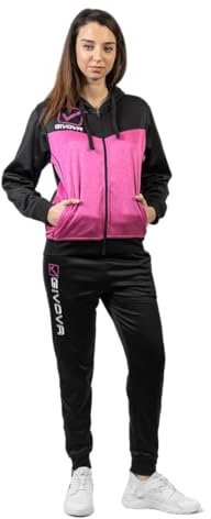 GIVOVA TUTA VISA MELANGE CON CAPPUCCIO POLARFLEECE ROSA FLUO/NERO Tg. XS