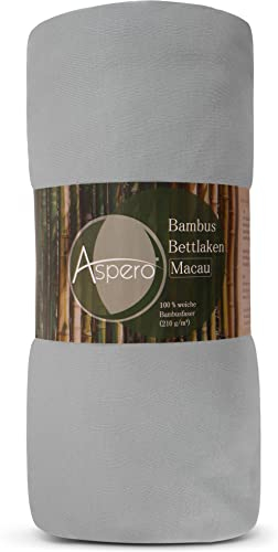 Bambus Spannbettlaken 4 Jahreszeiten| weiches Spannbetttuch 210 g/m² Oeko-Tex aus aktmungsaktivem Material Temperaturregulierend Farbe Hellgrau Größe 180-200 cm x 200 cm x 30 cm