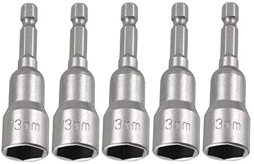 Saipor Lot de 5 douilles hexagonales magnétiques 1/4 pour perceuse, visseuse sans fil (13 x 65 mm)
