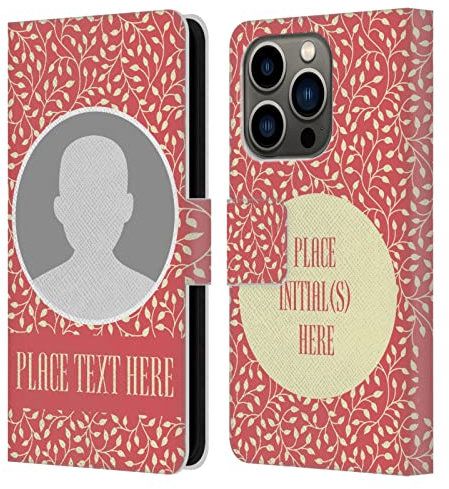 Head Case Designs Personalizada Individualizada Hoja Patrones Carcasa de Cuero Tipo Libro Compatible con Apple iPhone 14 Pro